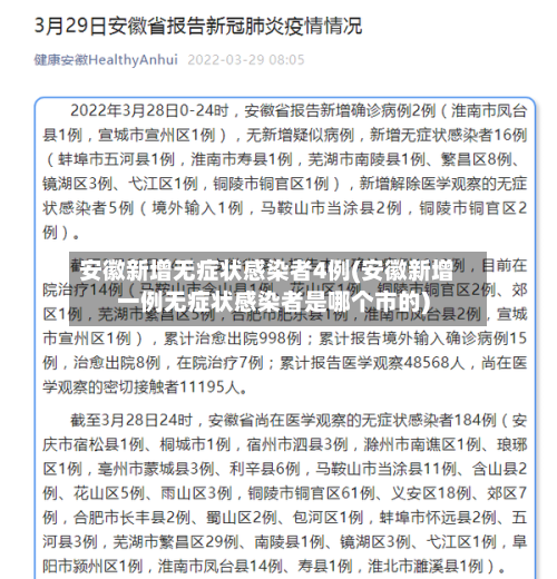 安徽新增无症状感染者4例(安徽新增一例无症状感染者是哪个市的)