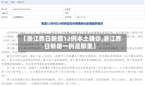 【浙江昨日新增12例本土确诊,浙江昨日新增一例是那里】