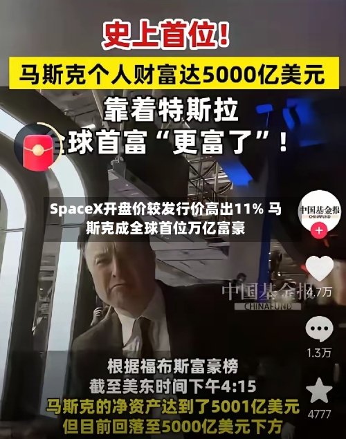 SpaceX开盘价较发行价高出11% 马斯克成全球首位万亿富豪-第2张图片