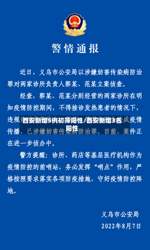 西安新增5例初筛阳性/西安新增3名阳性
