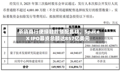 承销商行使绿鞋超额配售权	，SpaceX IPO募资总额达857亿美元-第3张图片